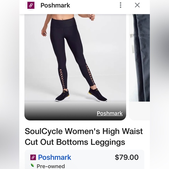 SOUL CYCLE PERFORMANCE LADIES BLACK LATTICE HIGH WAIST CROPPED LEGGINGS-S - Picture 8 of 12